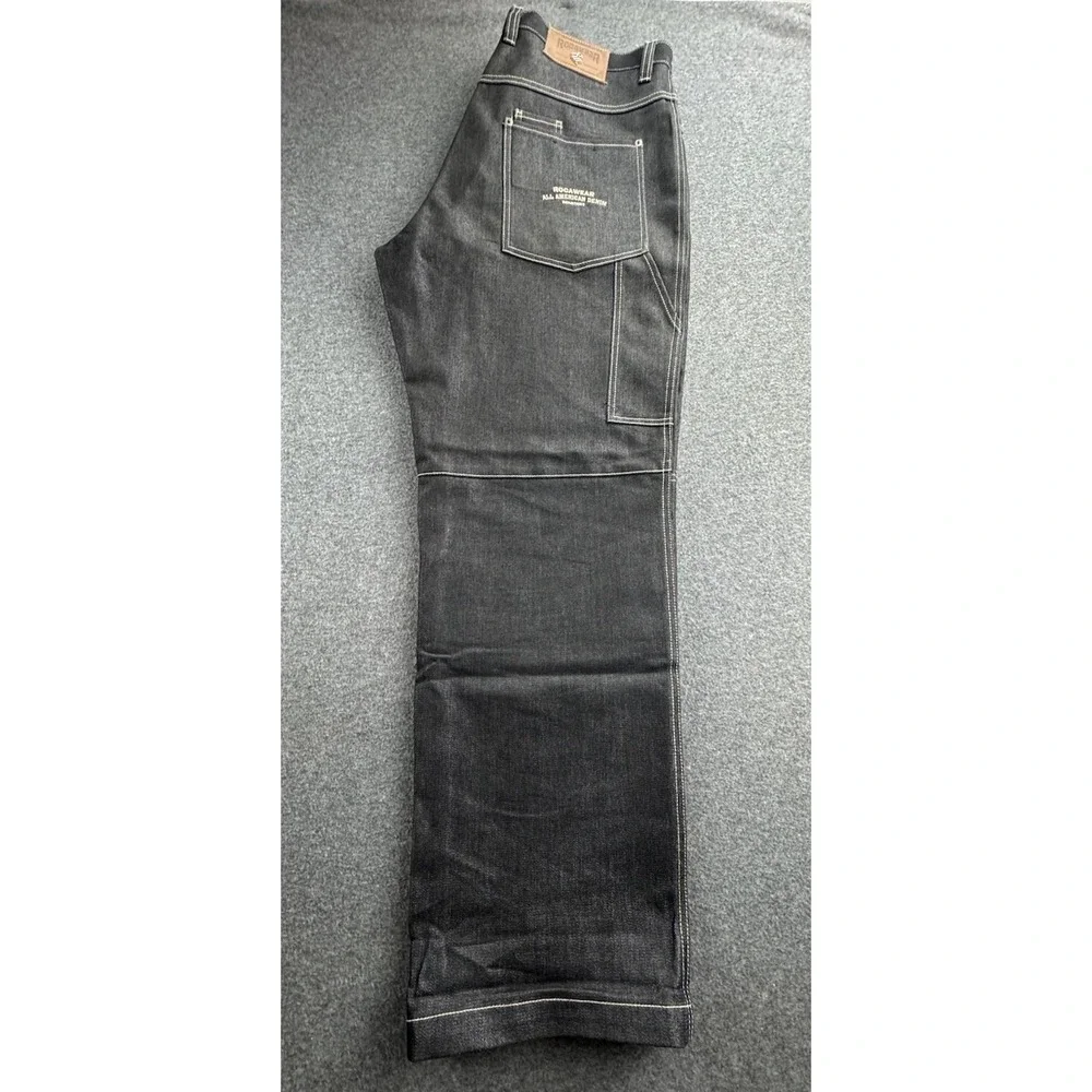 Vintage Rocawear Jeans Mens 38x34 Baggy Carpenter Deep‎ Black Hip Hop Skater Y2k